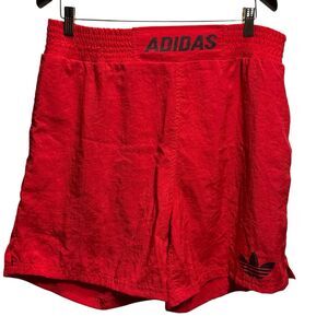 Vintage Adidas Trefoil Athletic Shorts Nylon Red Silver Adidas Tag Large 80s 90s